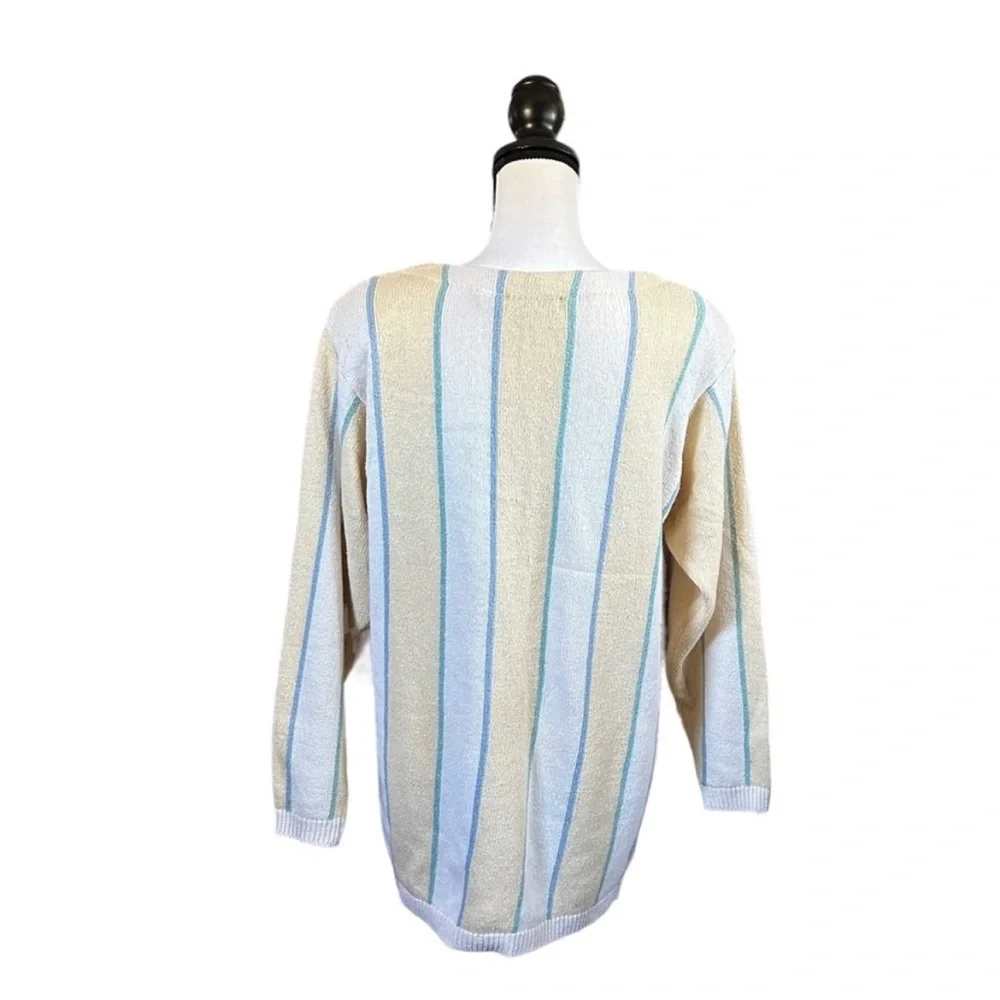 Vintage Liz Claiborne Striped Silk Blend Oversized Sweater 80s Preppy Small NWT